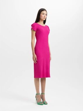#06 • Nadya Toto Pink Fuchsia Short-Sleeve Midi Dress S *read callout